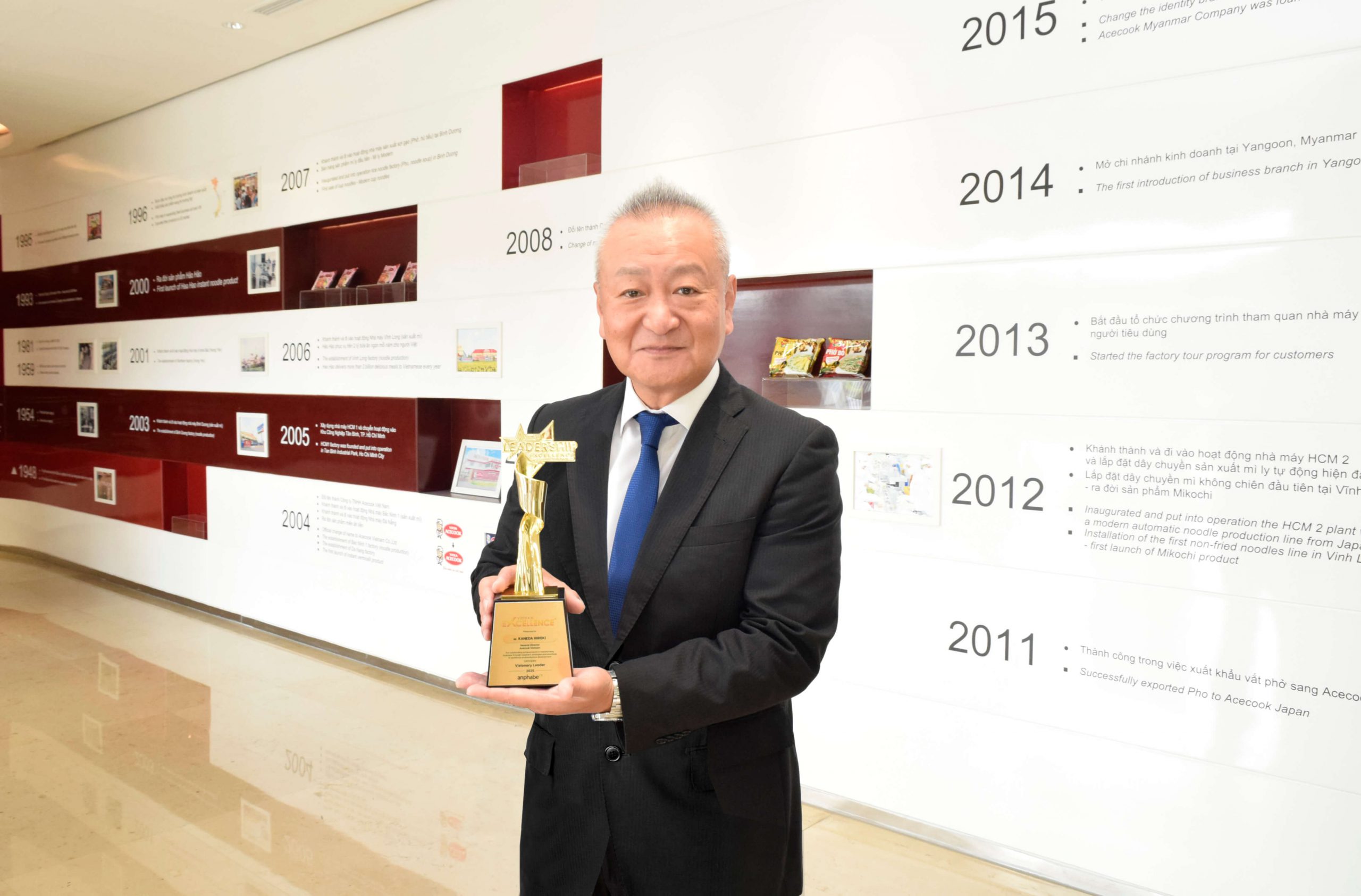 Ông Kaneda Hiroki – Tổng Giám đốc Công ty Cổ phần Acecook Việt Nam, nhận giải thưởng “Lãnh đạo truyền cảm hứng” tại Vietnam Excellence 2025.